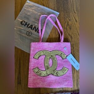 CHANEL Tweed Pink and Gold Tote Bag GWP VIP